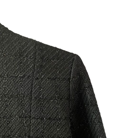 Victor Victor Alfaro Black Wool Blend Metallic Button Up Blazer Size 4 - Picture 5 of 10